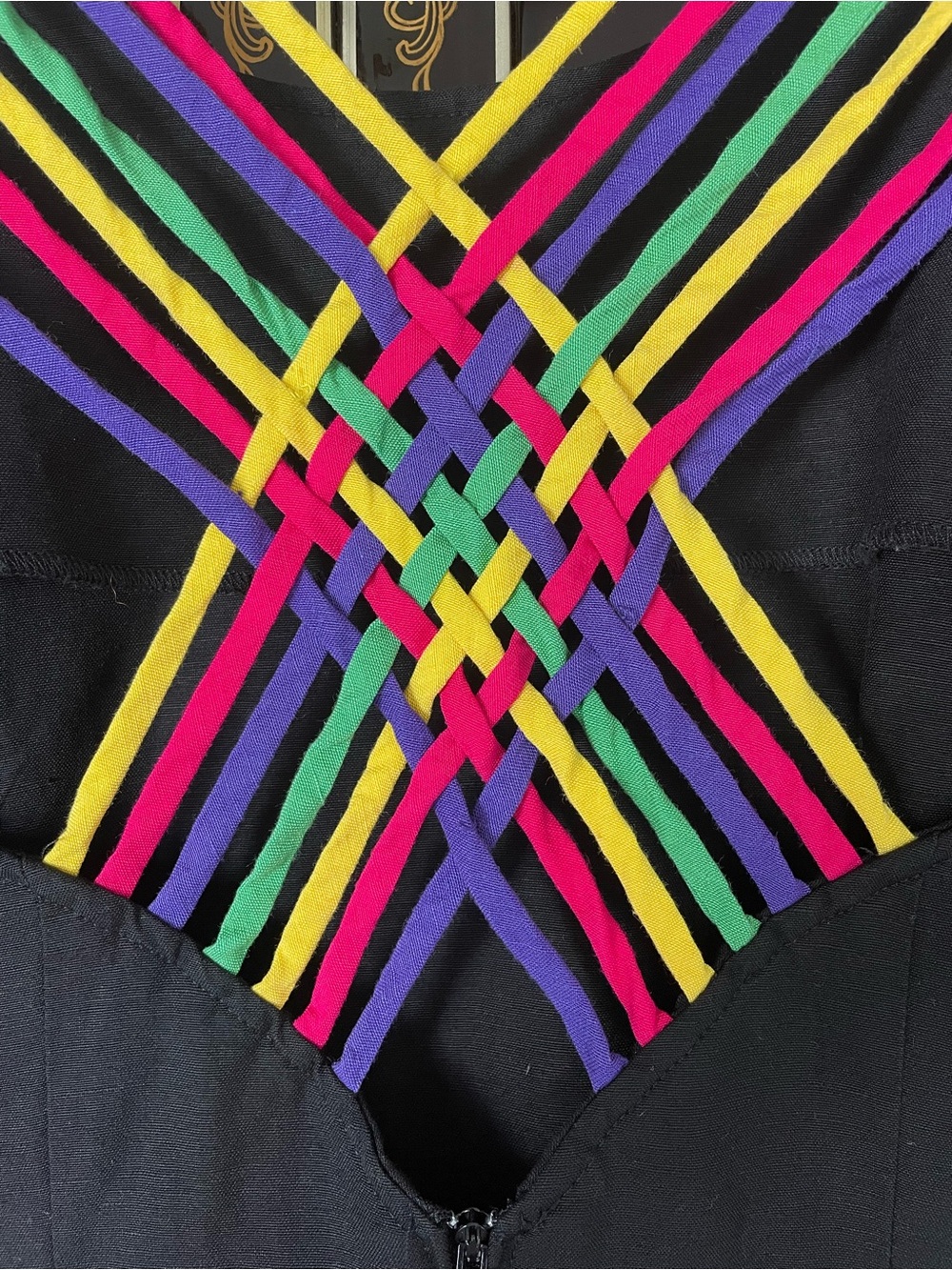80s Rainbow linen dress - Picture 7 of 10